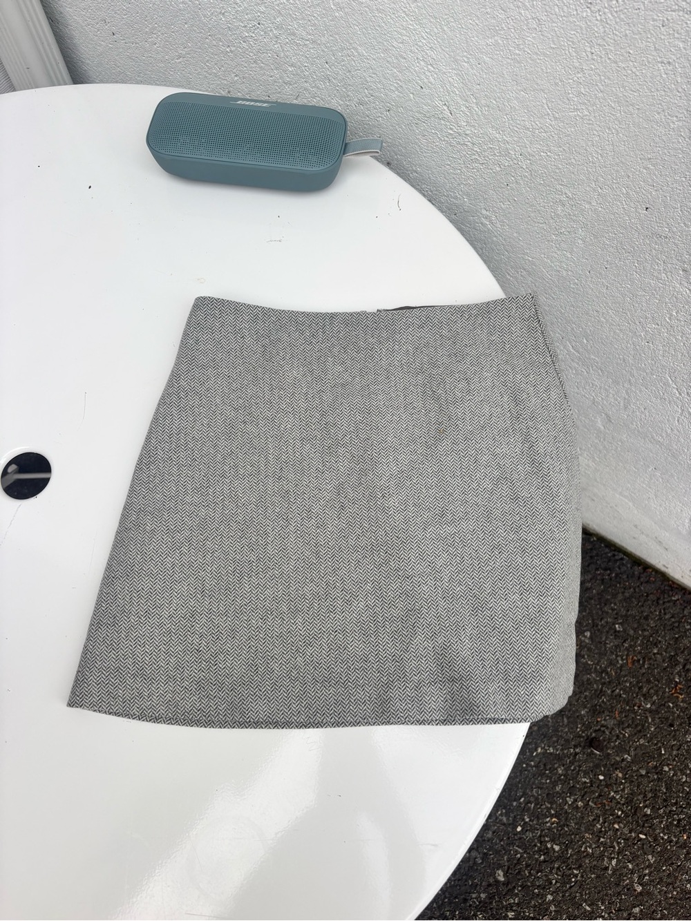 Aritzia Grey Herringbone Mini Skirt